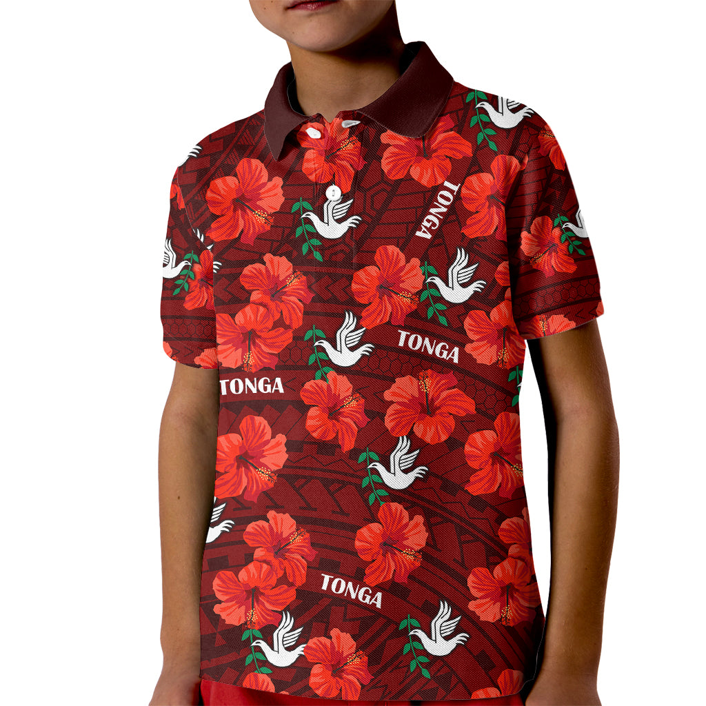 Tonga Rugby Kid Polo Shirt Polynesian Style With Hibiscus LT9 Kid Red - Polynesian Pride