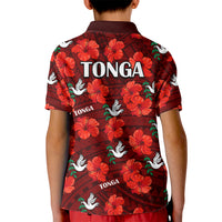 Tonga Rugby Kid Polo Shirt Polynesian Style With Hibiscus LT9 - Polynesian Pride