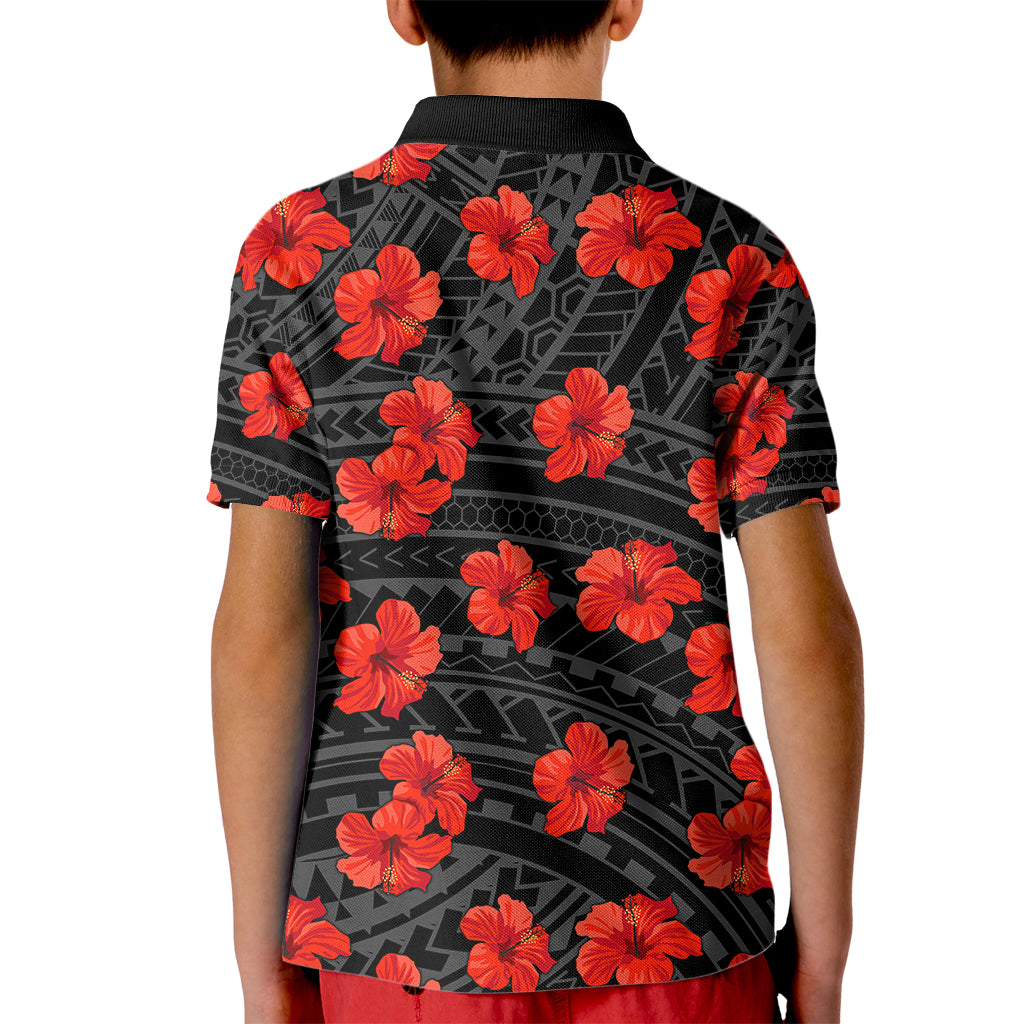 Polynesian Pride Hawaii Style With Hibiscus Kid Polo Shirt Black LT9 - Polynesian Pride