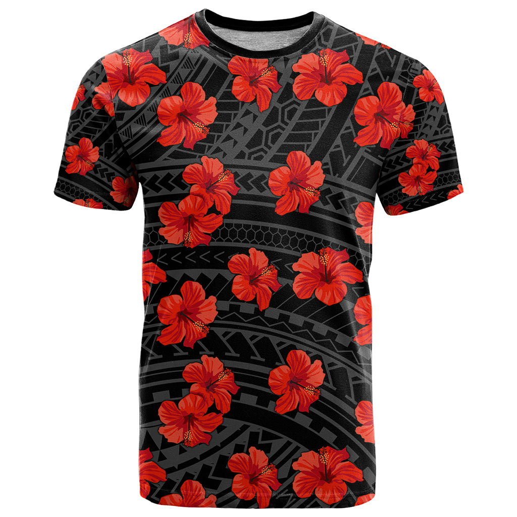 Polynesian Pride Hawaii Style With Hibiscus T Shirt Black LT9 Black - Polynesian Pride