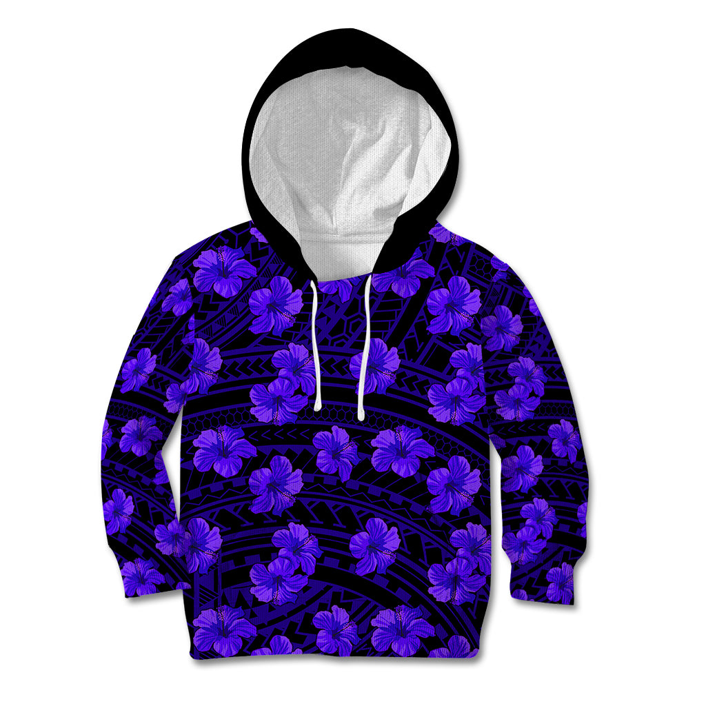 Polynesian Pride Hawaii Style With Hibiscus Kid Hoodie Blue LT9 Hoodie Blue - Polynesian Pride