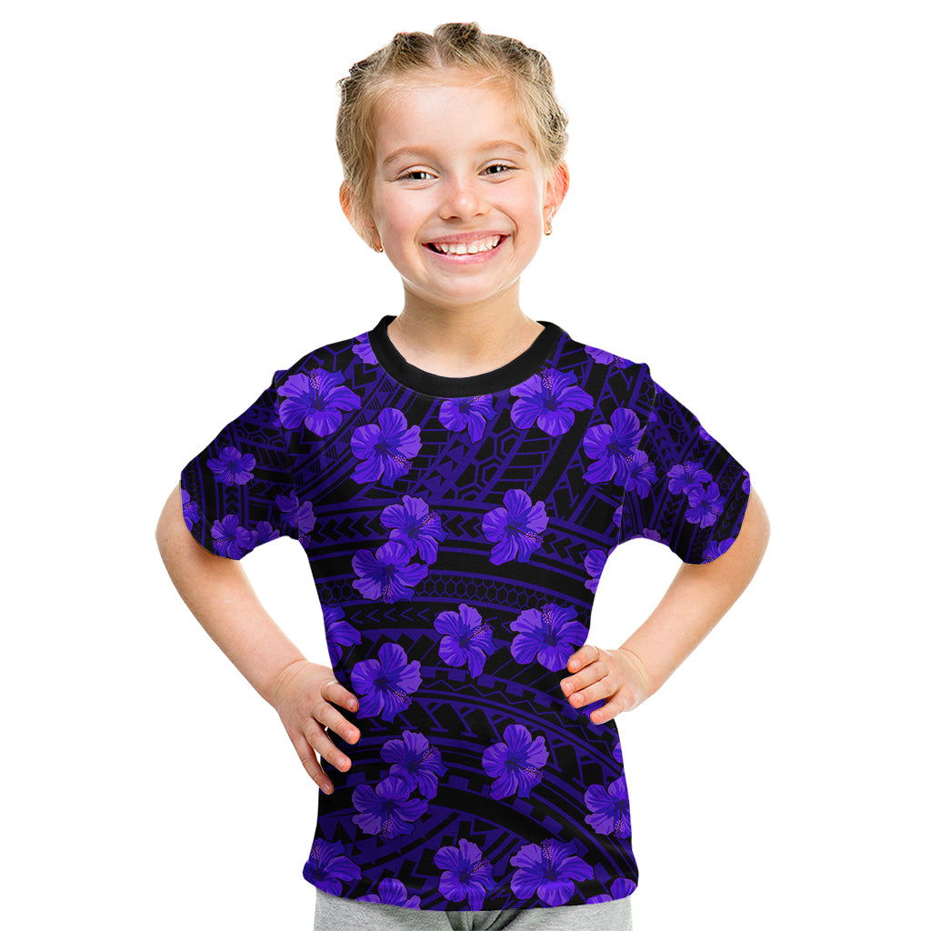 Polynesian Pride Hawaii Style With Hibiscus Kid T Shirt Blue LT9 Blue - Polynesian Pride
