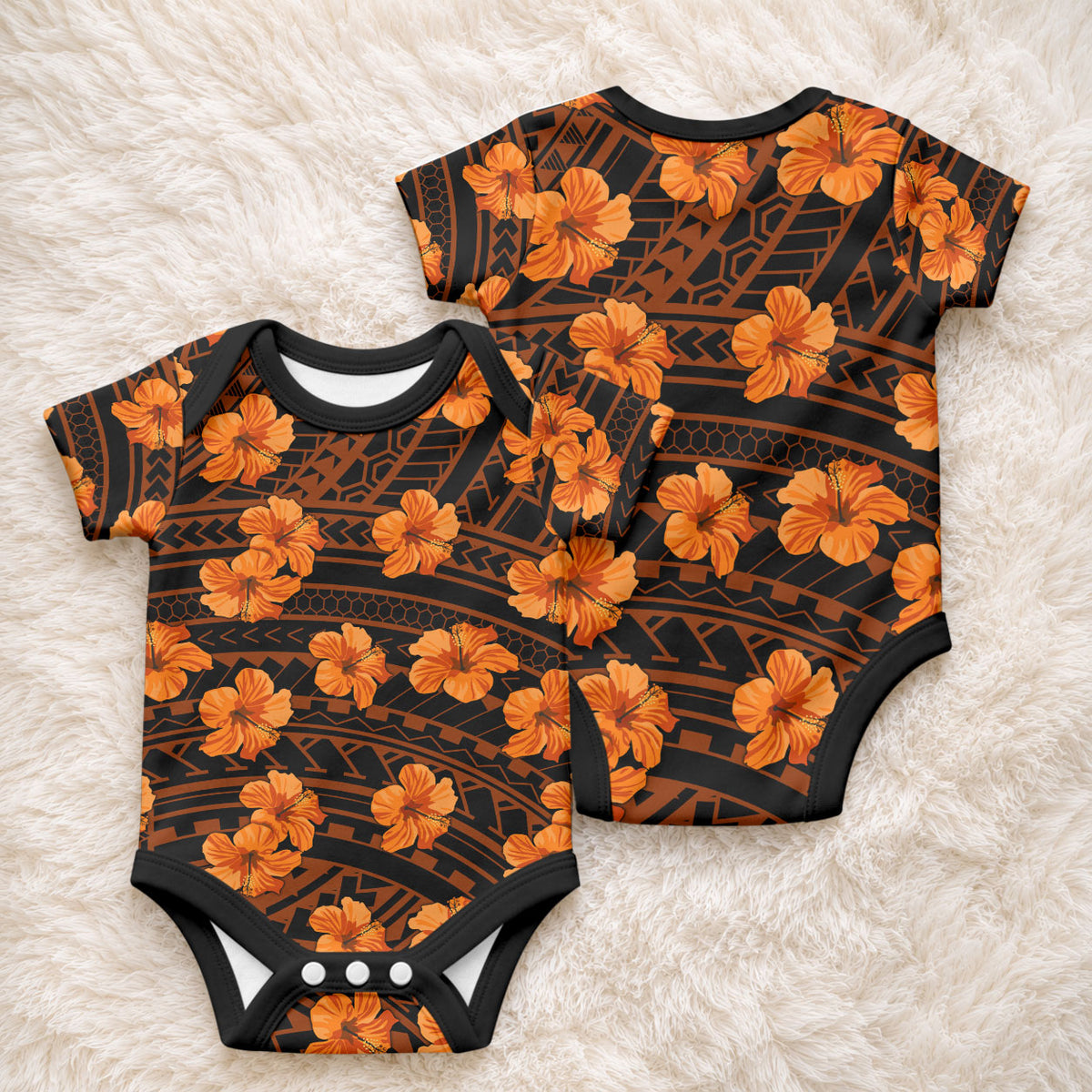 Polynesian Pride Hawaii Style With Hibiscus Baby Onesie Gold LT9 - Polynesian Pride