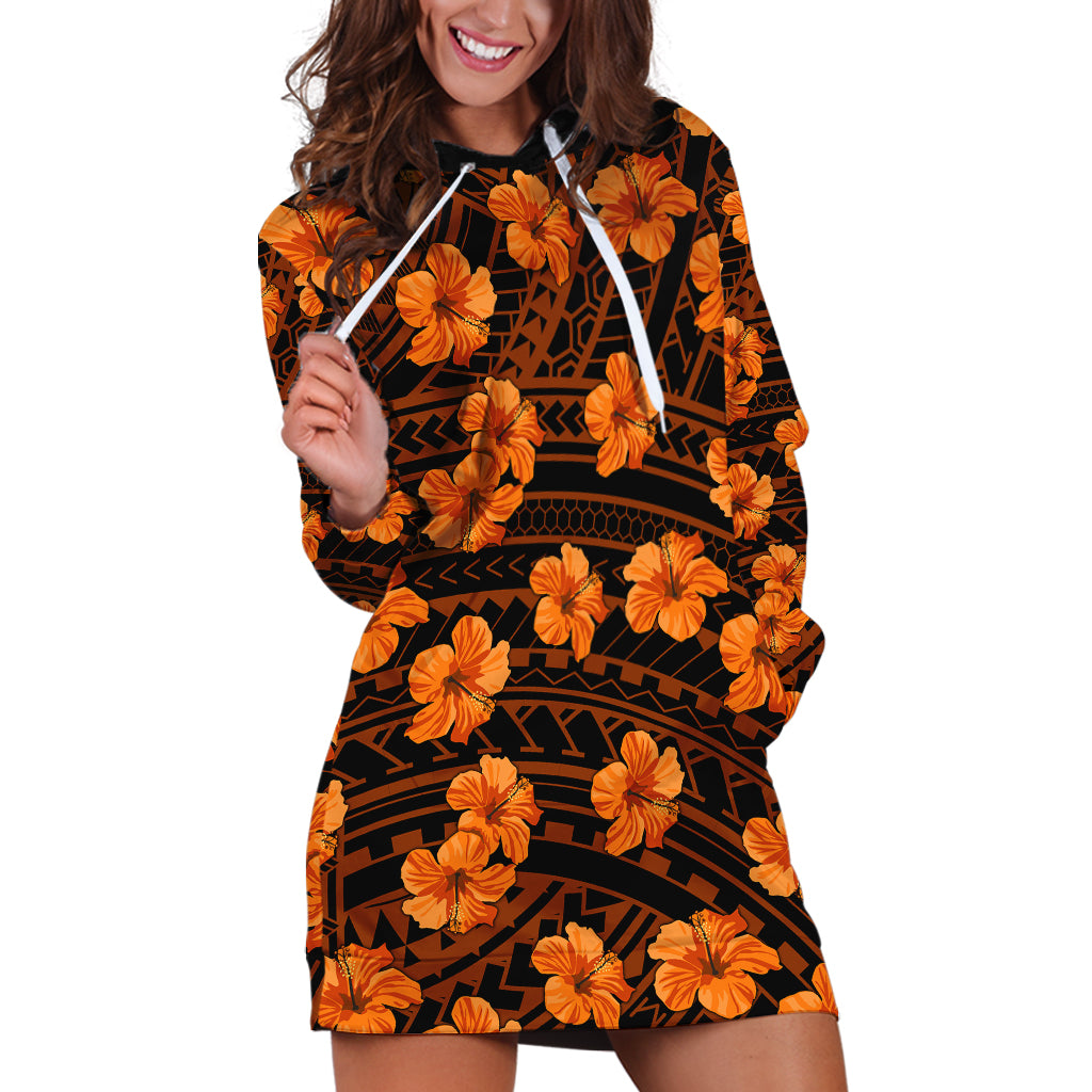 Polynesian Pride Hawaii Style With Hibiscus Hoodie Dress Gold LT9 Gold - Polynesian Pride