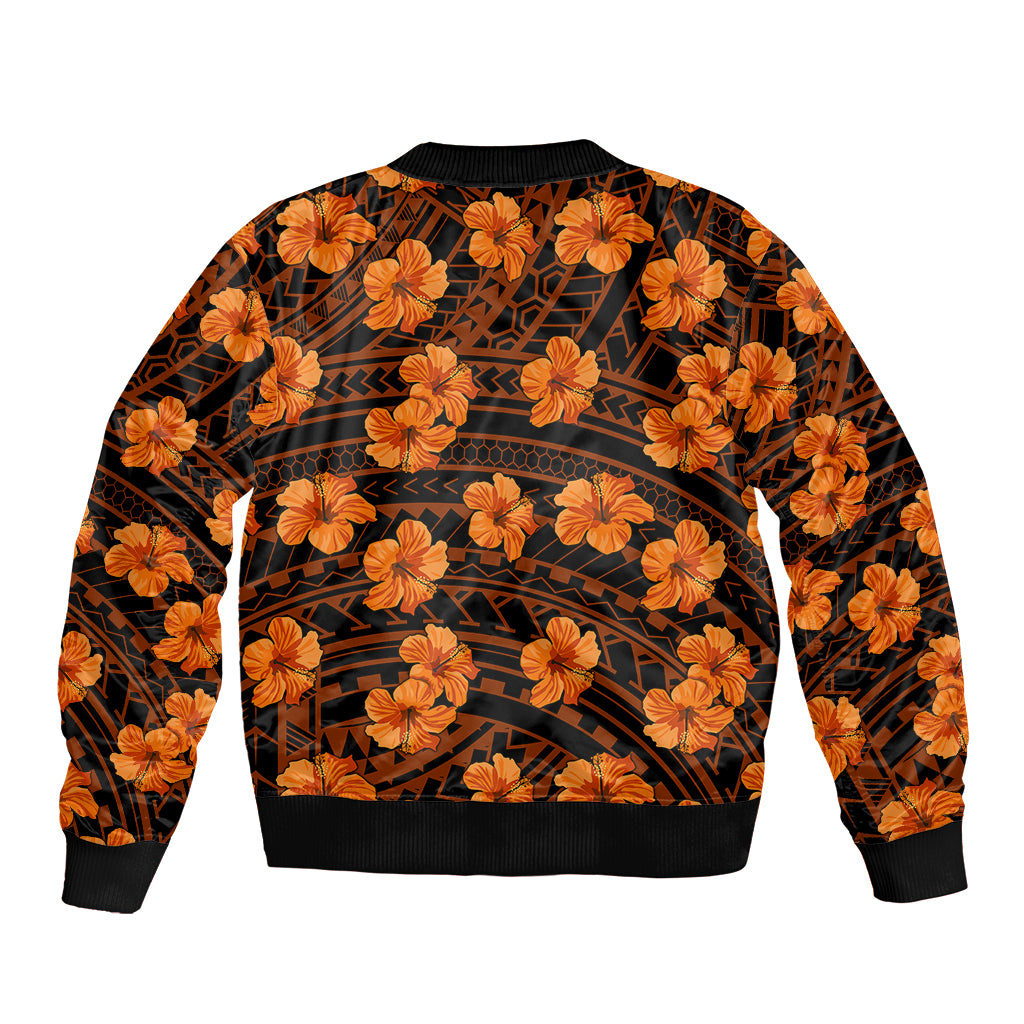 Polynesian Pride Hawaii Style With Hibiscus Sleeve Zip Bomber Jacket Gold LT9 - Polynesian Pride