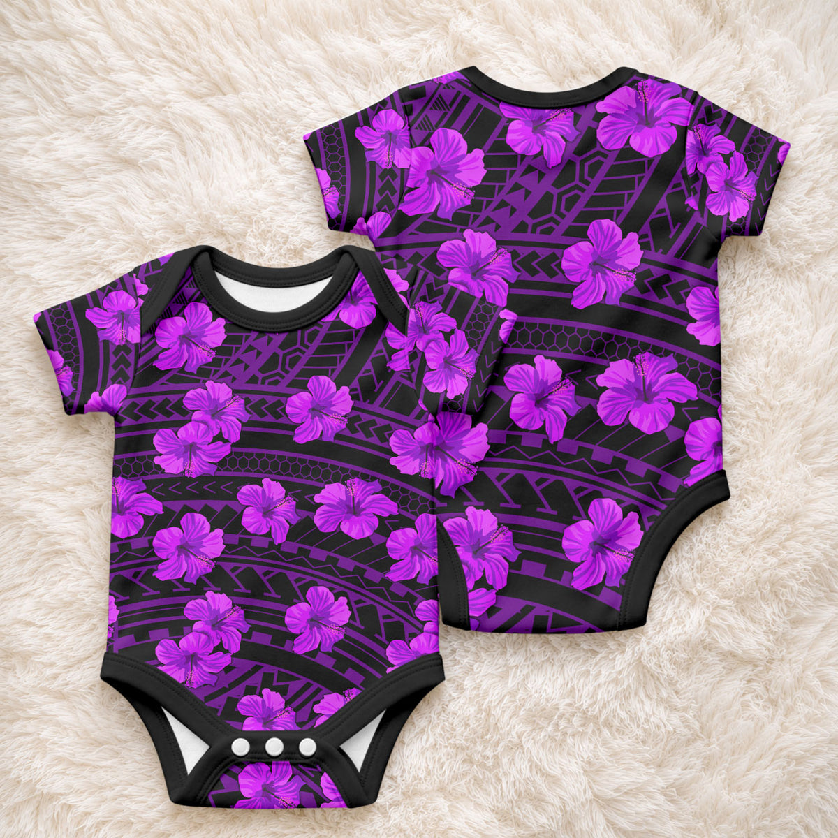 Polynesian Pride Hawaii Style With Hibiscus Baby Onesie Purple LT9 - Polynesian Pride
