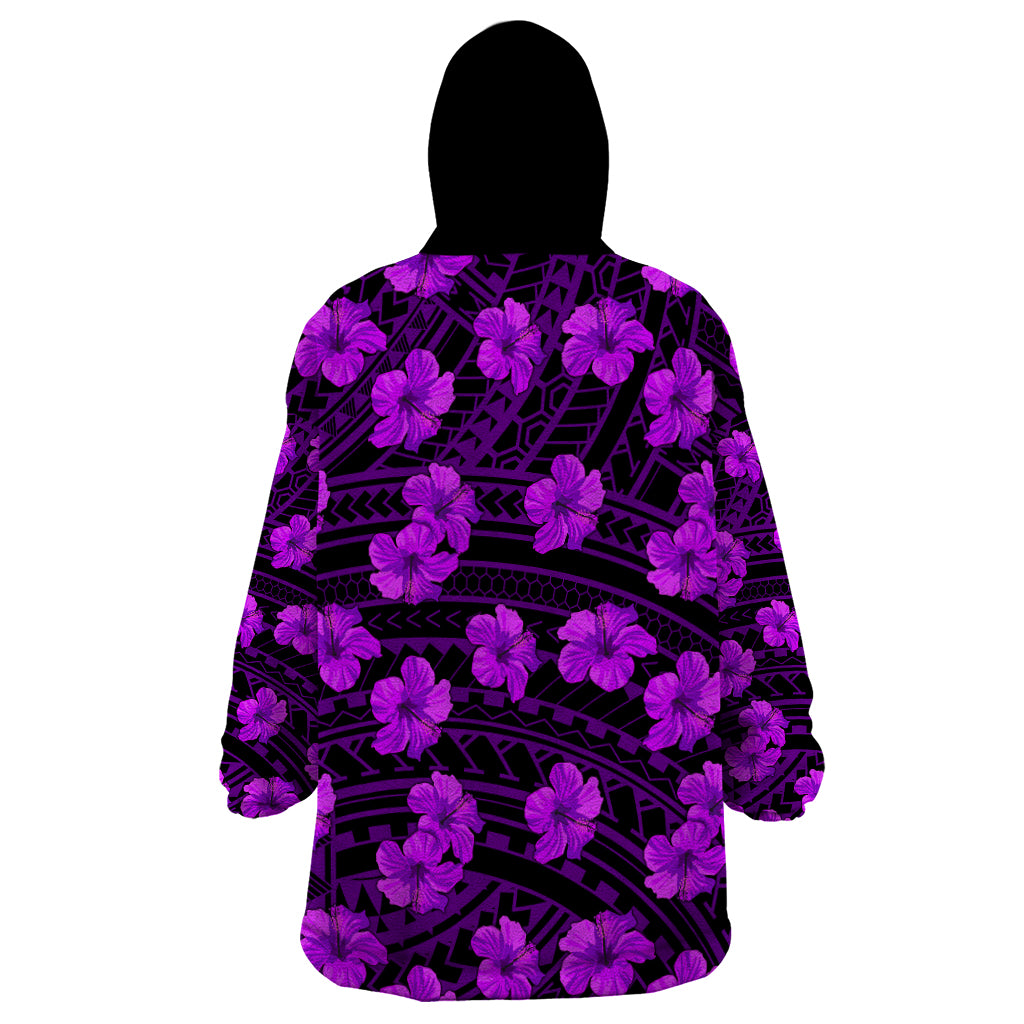Polynesian Pride Hawaii Style With Hibiscus Wearable Blanket Hoodie Purple LT9 - Polynesian Pride