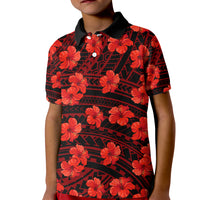 Polynesian Pride Hawaii Style With Hibiscus Kid Polo Shirt Red LT9 Kid Red - Polynesian Pride