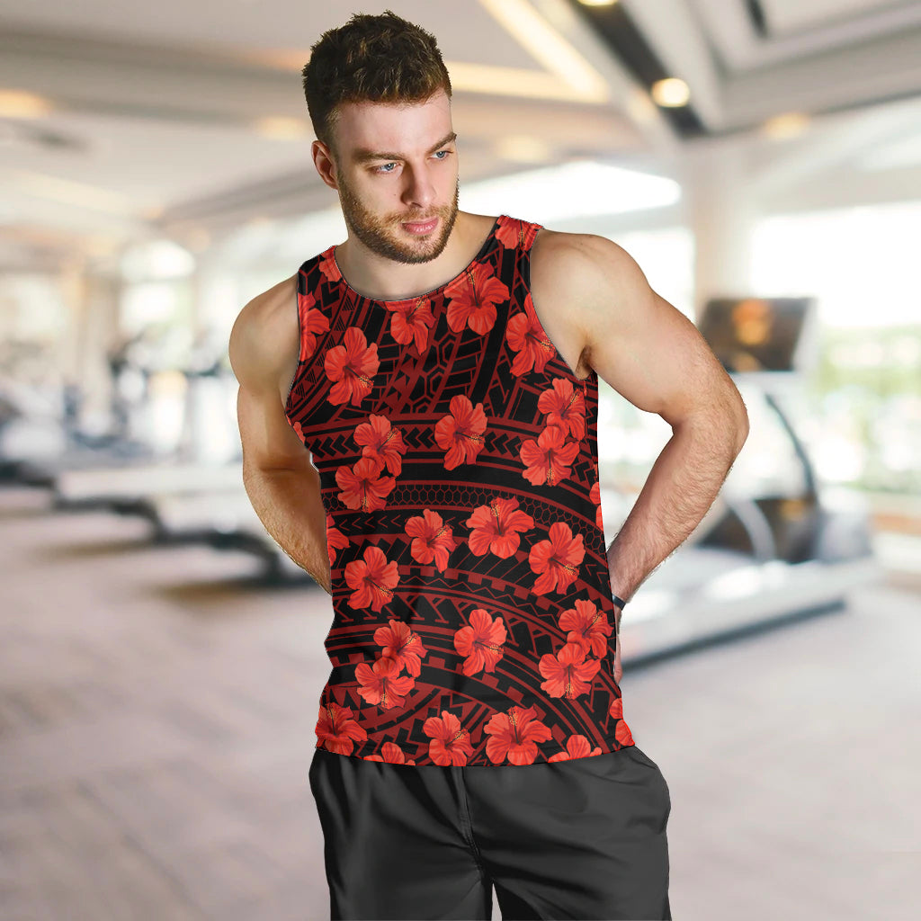 Polynesian Pride Hawaii Style With Hibiscus Men Tank Top Red LT9 - Polynesian Pride