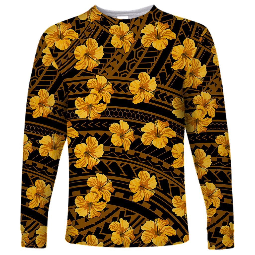 Polynesian Pride Hawaii Style With Hibiscus Long Sleeve Shirt Yellow LT9 Unisex Yellow - Polynesian Pride