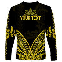 Personalised Philippines Independence Day Long Sleeve Shirt Pechera With Side Barong Patterns LT9 - Polynesian Pride