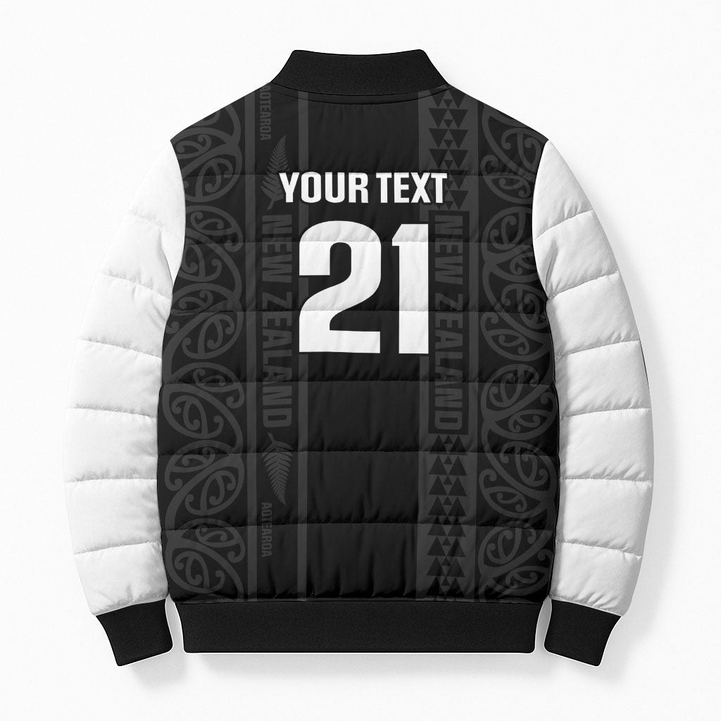 Custom New Zealand Football White Fern Supporter Bomber Puffer Jacket