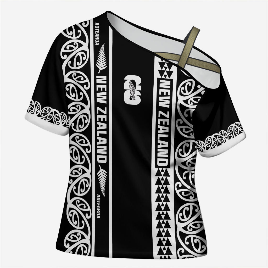 Custom New Zealand Football White Fern Supporter Cross Shoulder Shirt