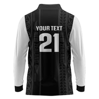 Custom New Zealand Football White Fern Supporter Long Sleeve Polo Shirt LT9 - Polynesian Pride