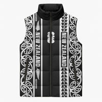 Custom New Zealand Football White Fern Supporter Sleeveless Puffer Jacket LT9 Unisex Black - Polynesian Pride