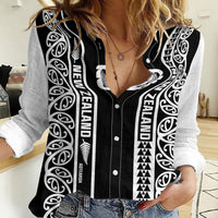 Custom New Zealand Football White Fern Supporter Women Casual Shirt LT9 Female Black - Polynesian Pride