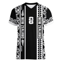 Custom New Zealand Football White Fern Supporter Women V-Neck T-Shirt LT9 Female Black - Polynesian Pride