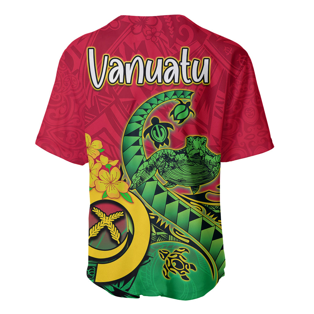 Vanuatu Islands Baseball Jersey Polynesian Tattoo and Sea Turtle LT9 - Polynesian Pride