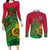 Vanuatu Islands Couples Matching Long Sleeve Bodycon Dress and Long Sleeve Button Shirts Polynesian Tattoo and Sea Turtle LT9 Green - Polynesian Pride