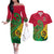 Vanuatu Islands Couples Matching Off The Shoulder Long Sleeve Dress and Hawaiian Shirt Polynesian Tattoo and Sea Turtle LT9 Green - Polynesian Pride