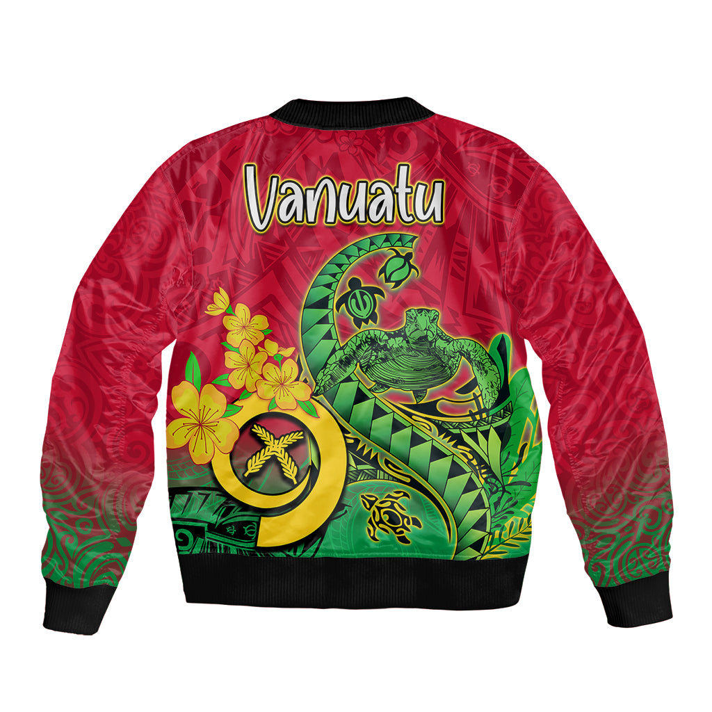 Vanuatu Islands Sleeve Zip Bomber Jacket Polynesian Tattoo and Sea Turtle LT9 - Polynesian Pride
