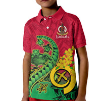 Personalised Vanuatu Islands Kid Polo Shirt Polynesian Tattoo and Sea Turtle LT9 Kid Green - Polynesian Pride
