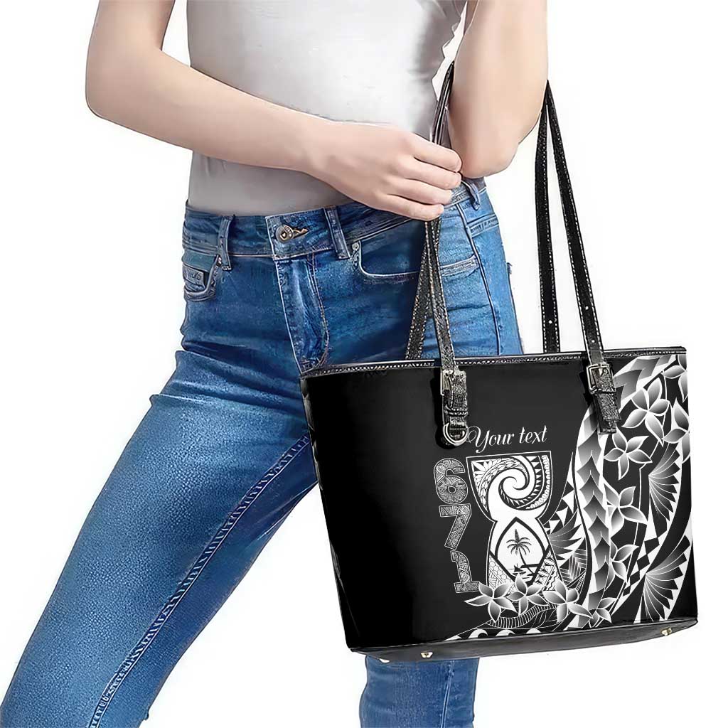 671 Guam Personalised Leather Tote Bag Latte Stone Tribal