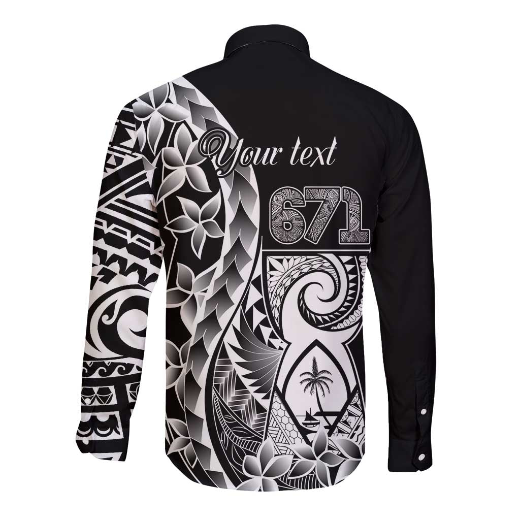 671 Guam Personalised Long Sleeve Button Shirt Latte Stone Tribal