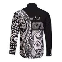 671 Guam Personalised Long Sleeve Button Shirt Latte Stone Tribal