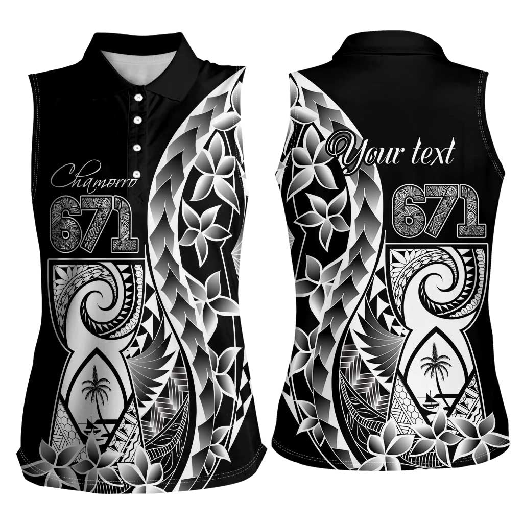 671 Guam Personalised Women Sleeveless Polo Shirt Latte Stone Tribal