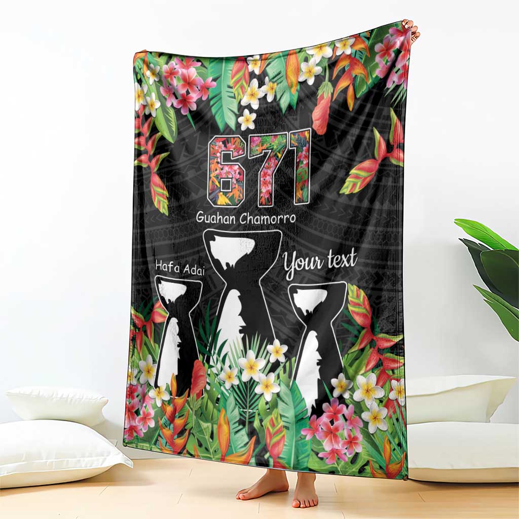 671 Guam Personalised Blanket Latte Stone and Tropical Flowers