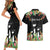 671 Guam Personalised Couples Matching Short Sleeve Bodycon Dress and Hawaiian Shirt Latte Stone and Tropical Flowers