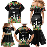 671 Guam Personalised Family Matching Mermaid Dress and Hawaiian Shirt Latte Stone and Tropical Flowers