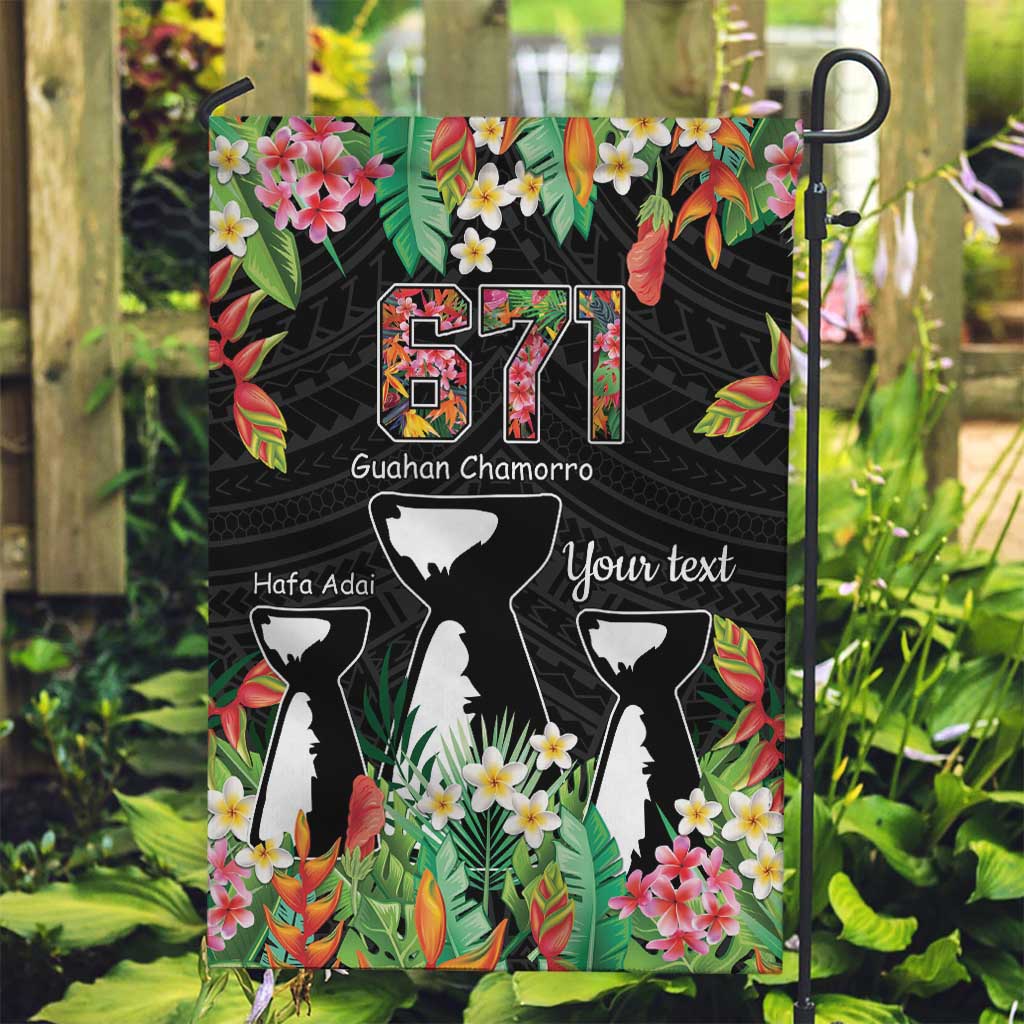 671 Guam Personalised Garden Flag Latte Stone and Tropical Flowers