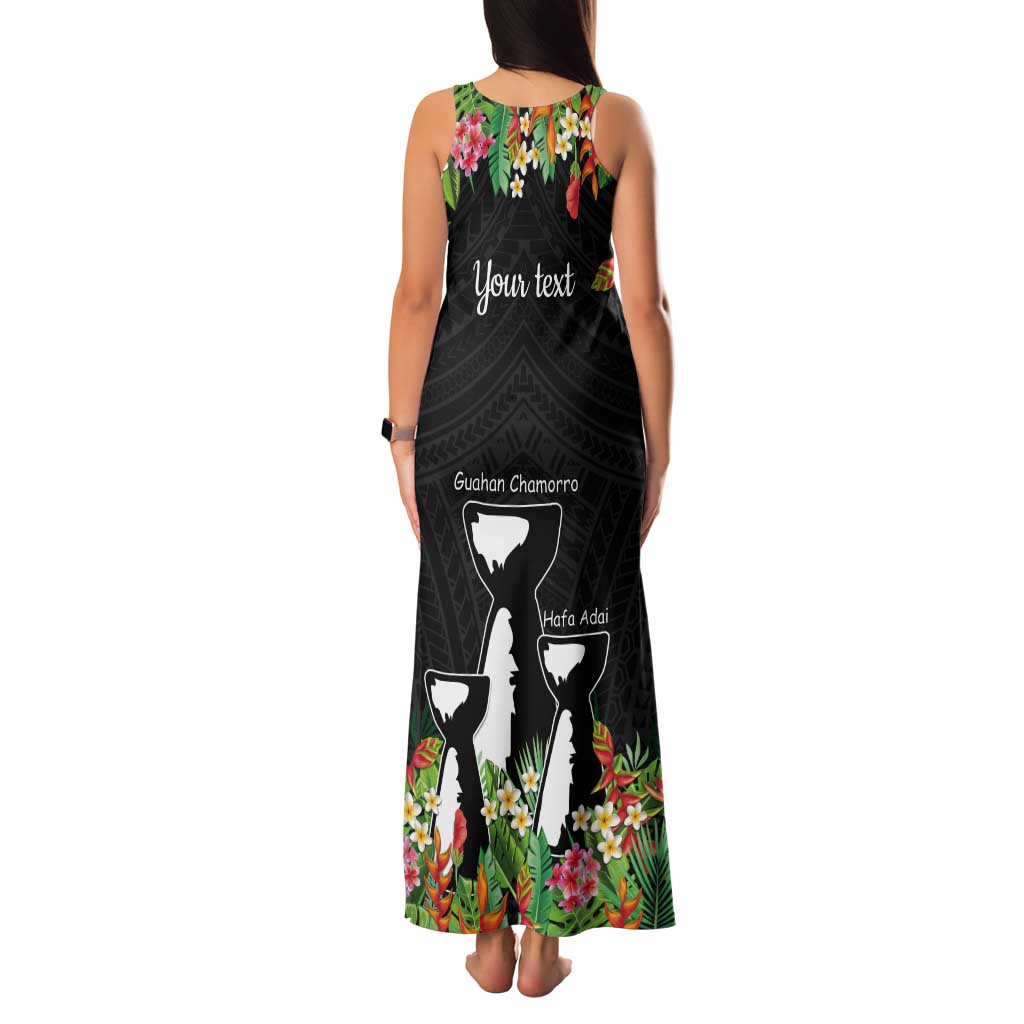 671 Guam Personalised Tank Maxi Dress Latte Stone and Tropical Flowers