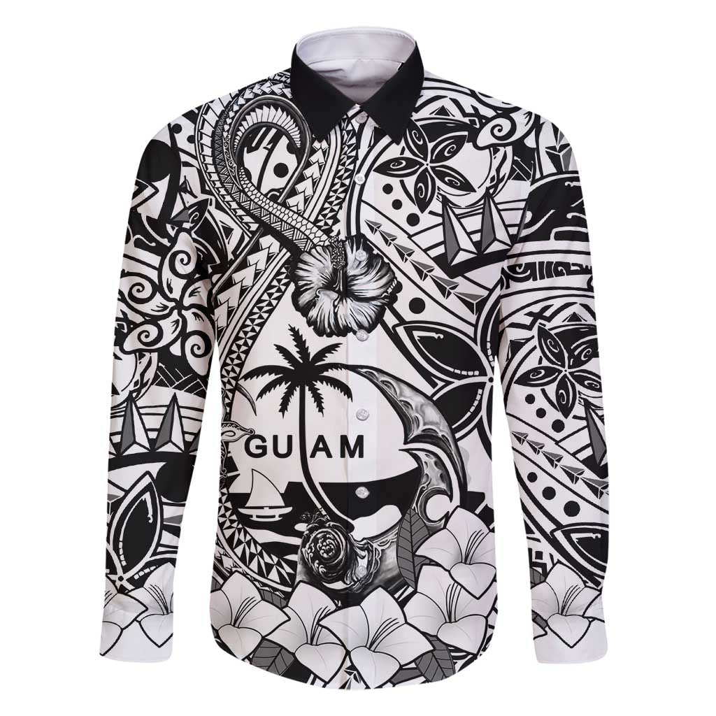 Guam Hafa Adai Guasali Flowers Family Matching Long Sleeve Bodycon Dress and Hawaiian Shirt