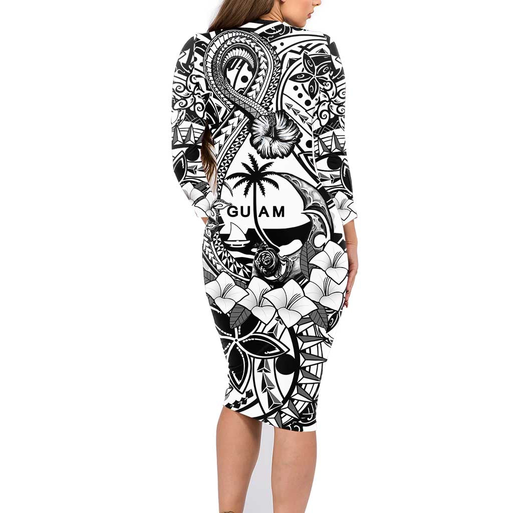 Guam Hafa Adai Guasali Flowers Family Matching Long Sleeve Bodycon Dress and Hawaiian Shirt