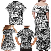 Guam Hafa Adai Guasali Flowers Family Matching Off Shoulder Maxi Dress and Hawaiian Shirt