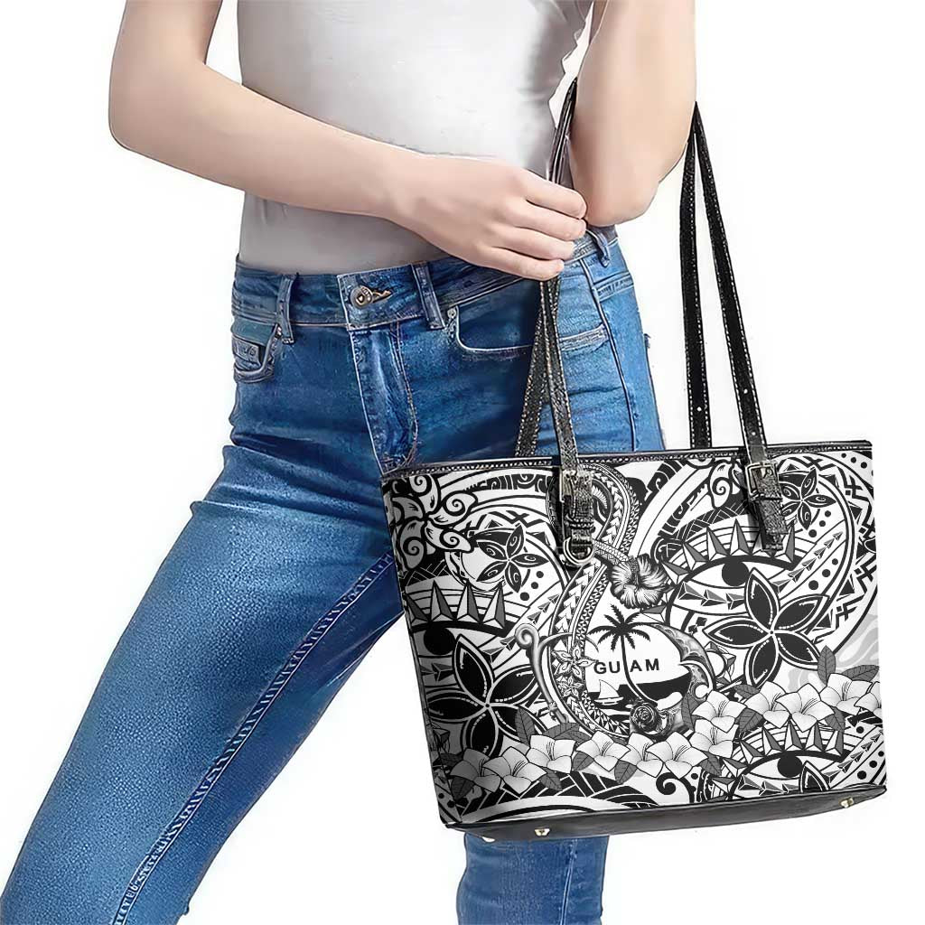 Guam Hafa Adai Guasali Flowers Leather Tote Bag