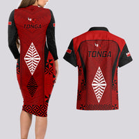Tonga Rugby Couples Matching Long Sleeve Bodycon Dress and Hawaiian Shirt Go Champions World Cup 2023 Ngatu Unique LT9 - Polynesian Pride