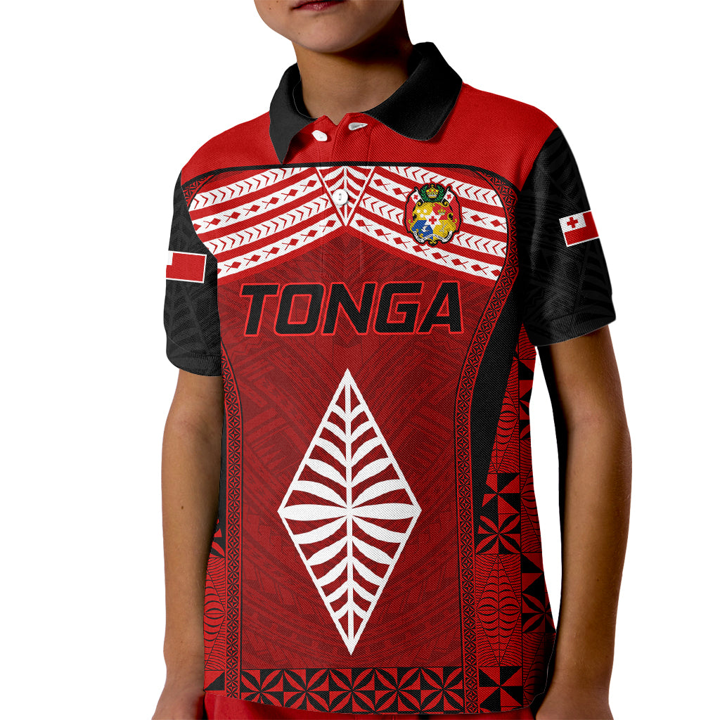 Custom Tonga Rugby Kid Polo Shirt Go Champions World Cup 2023 Ngatu Unique LT9 Kid Red - Polynesian Pride