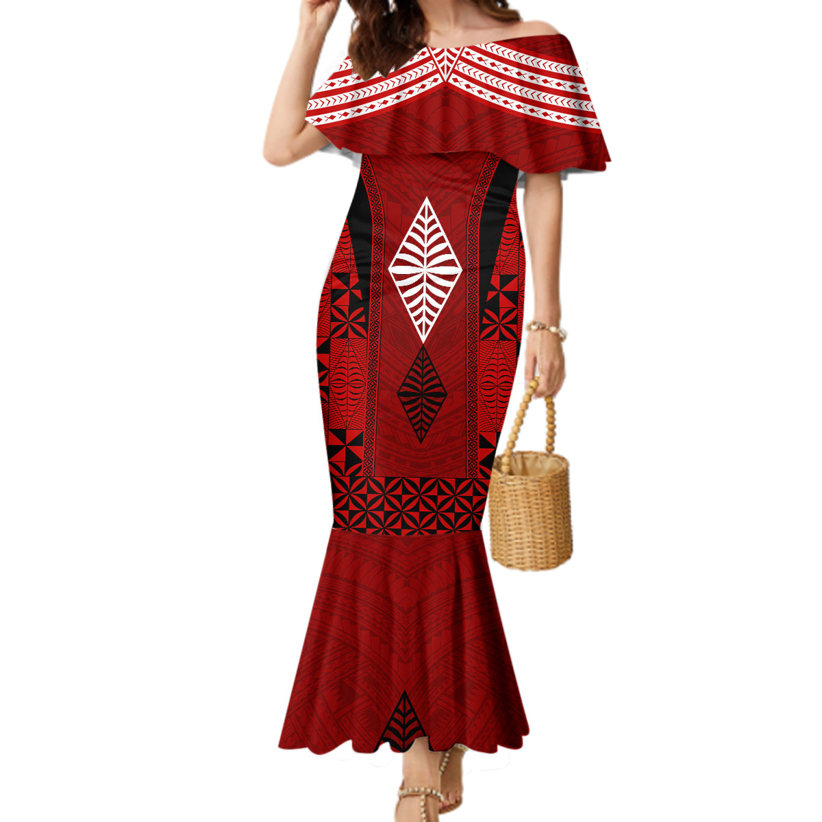 Custom Tonga Rugby Mermaid Dress Go Champions World Cup 2023 Ngatu Unique LT9 Women Red - Polynesian Pride