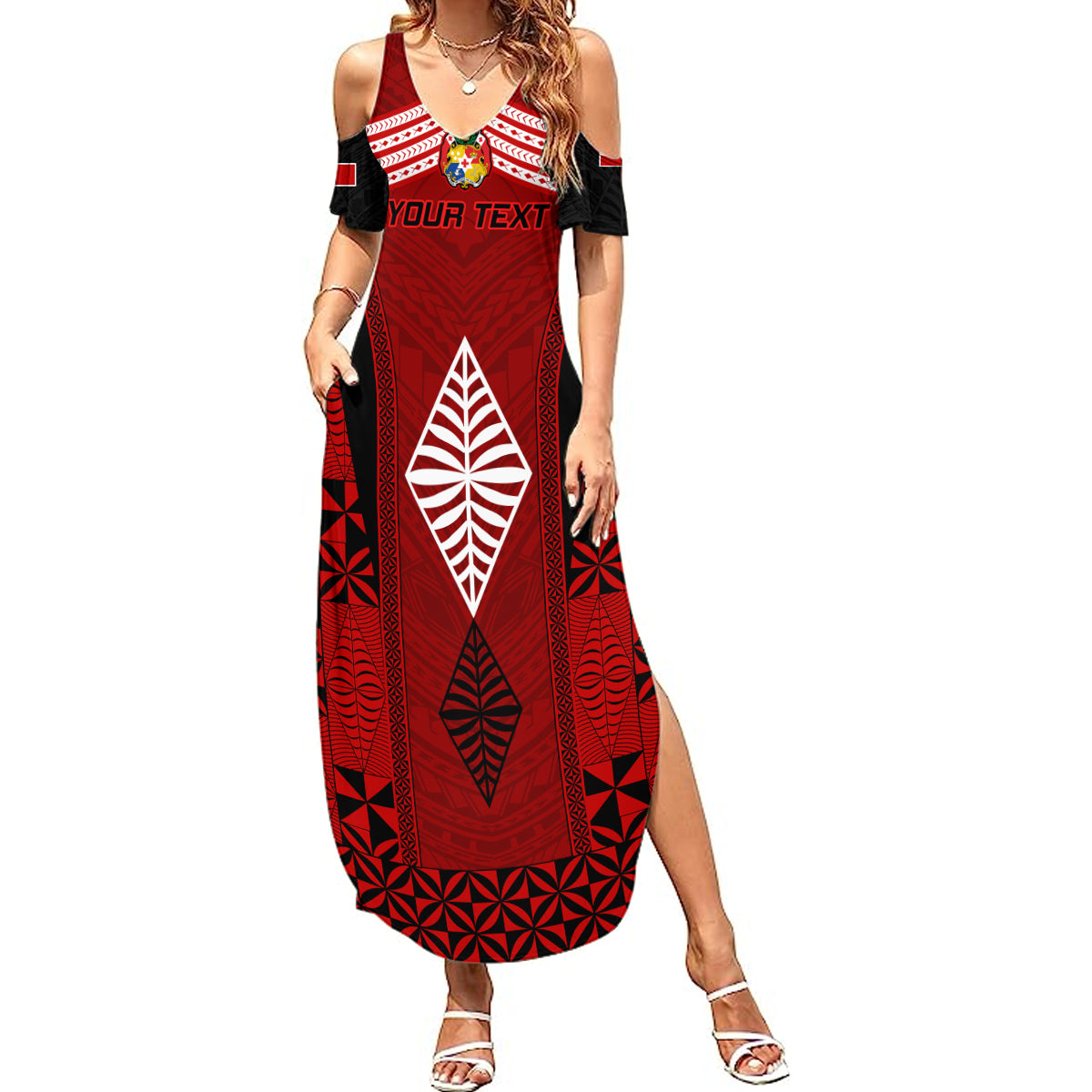 Custom Tonga Rugby Summer Maxi Dress Go Champions World Cup 2023 Ngatu Unique LT9 Women Red - Polynesian Pride