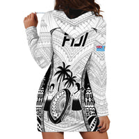 Fiji Rugby Hoodie Dress Go Champions World Cup 2023 Tapa Unique White Vibe LT9 - Polynesian Pride