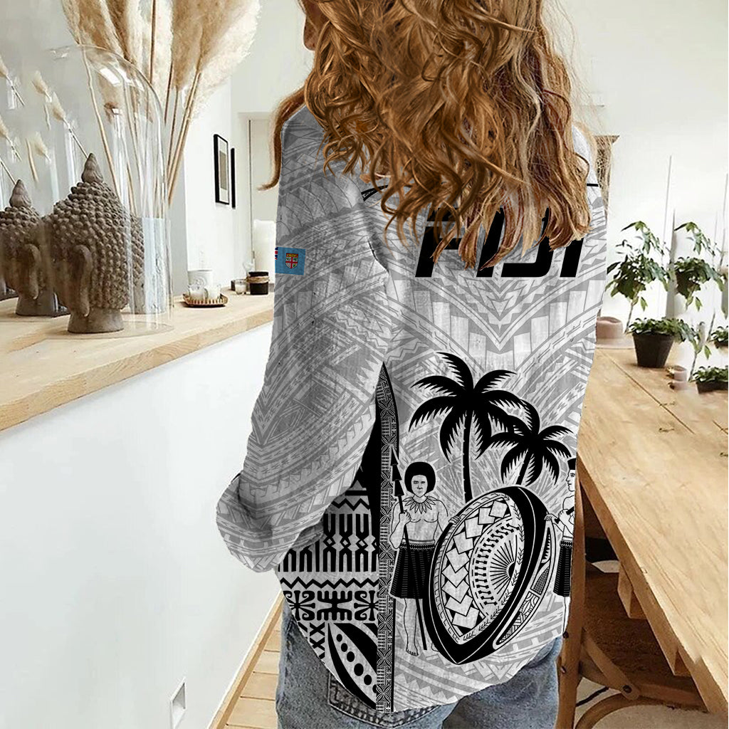 Fiji Rugby Women Casual Shirt Go Champions World Cup 2023 Tapa Unique White Vibe LT9 - Polynesian Pride