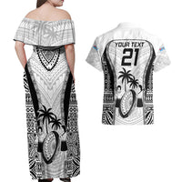 Custom Fiji Rugby Couples Matching Off Shoulder Maxi Dress and Hawaiian Shirt Go Champions World Cup 2023 Tapa Unique White Vibe LT9 - Polynesian Pride