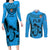 Fiji Rugby Couples Matching Long Sleeve Bodycon Dress and Long Sleeve Button Shirts Go Champions World Cup 2023 Tapa Unique Blue Vibe LT9 Blue - Polynesian Pride