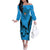 Fiji Rugby Off The Shoulder Long Sleeve Dress Go Champions World Cup 2023 Tapa Unique Blue Vibe LT9 Women Blue - Polynesian Pride