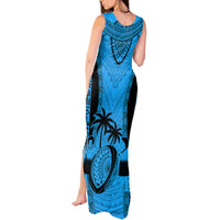 Fiji Rugby Tank Maxi Dress Go Champions World Cup 2023 Tapa Unique Blue Vibe LT9 - Polynesian Pride