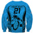 Custom Fiji Rugby Sweatshirt Go Champions World Cup 2023 Tapa Unique Blue Vibe LT9 - Polynesian Pride